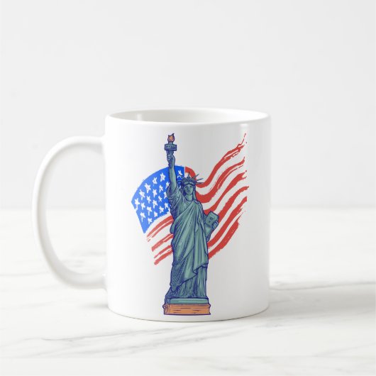 Vintage-patriotisches 4.-Juli-Design Kaffeetasse (Links)