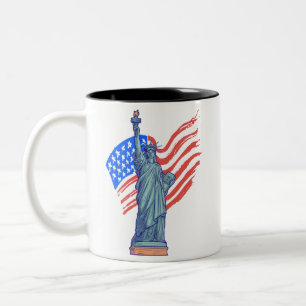 Vintage-patriotisches 4.-Juli-Design Zweifarbige Tasse