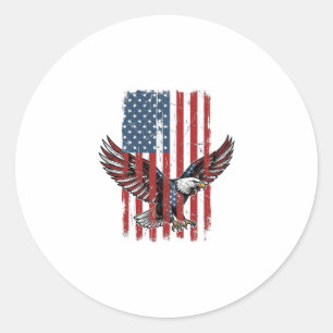 Vintage-patriotisches-Adler-Flag-Shirt-Design_1 Runder Aufkleber