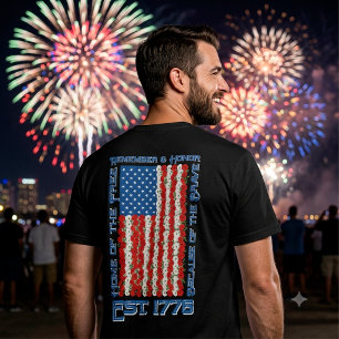 Vintage-patriotisches Amerika-Mohnblumen-USA-Flagg T-Shirt