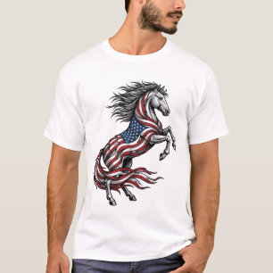 Vintage-patriotisches aufbäumendes Pferd Vektor-Sh T-Shirt