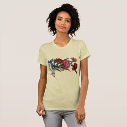 Vintage patriotisches Band & Blumen Damen Slim Fit T-Shirt
