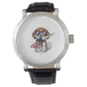 Vintage patriotisches Beagle-Hund-Sonnenbrille-Shi Armbanduhr