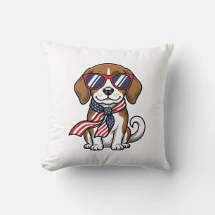Vintage patriotisches Beagle-Hund-Sonnenbrille-Shi Kissen