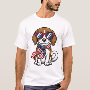 Vintage patriotisches Beagle-Hund-Sonnenbrille-Shi T-Shirt