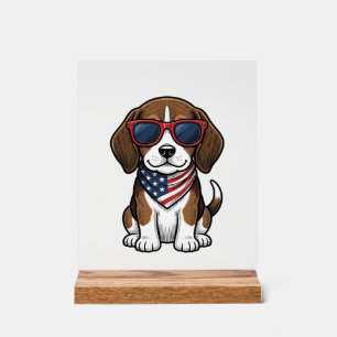 Vintage patriotisches Beagle-Welpen-Sonnenbrille-S Acrylschild