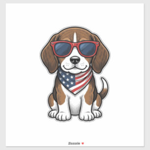 Vintage patriotisches Beagle-Welpen-Sonnenbrille-S Aufkleber