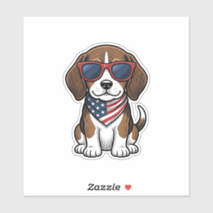 Vintage patriotisches Beagle-Welpen-Sonnenbrille-S Aufkleber