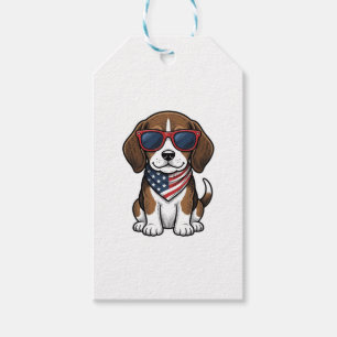 Vintage patriotisches Beagle-Welpen-Sonnenbrille-S Geschenkanhänger