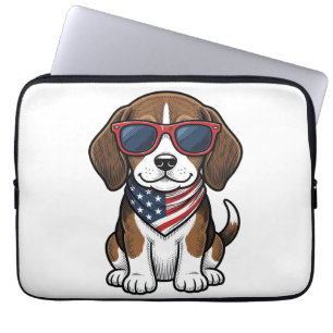 Vintage patriotisches Beagle-Welpen-Sonnenbrille-S Laptopschutzhülle