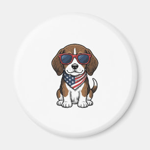 Vintage patriotisches Beagle-Welpen-Sonnenbrille-S Magnet