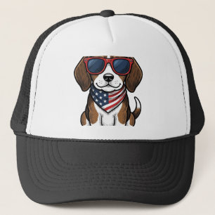 Vintage patriotisches Beagle-Welpen-Sonnenbrille-S Truckerkappe