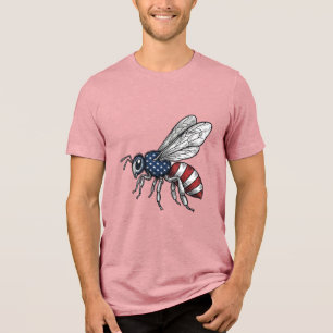 Vintage patriotisches Bienen-Vektorgrafik-Shirt-De Tri-Blend Shirt
