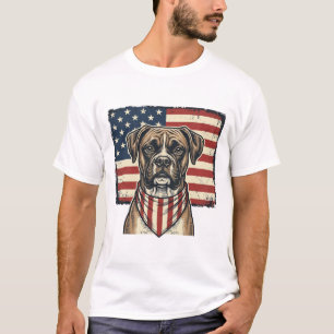 Vintage-patriotisches Boxer-Hund-Flagge-Shirt-Desi T-Shirt