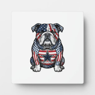 Vintage-patriotisches Bulldog-Vektor-Shirt-Design_ Fotoplatte
