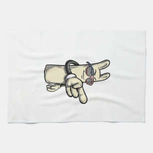 Vintage patriotisches Cartoon-Shirt mit zeigender  Geschirrtuch