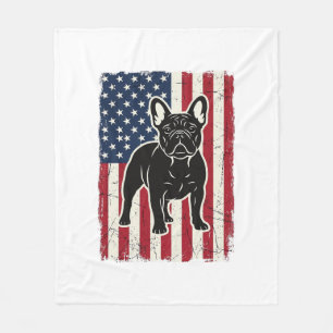 Vintage patriotisches Französische-Bulldogge-Flag- Fleecedecke