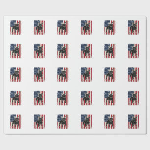 Vintage patriotisches Französische-Bulldogge-Flag- Geschenkpapier