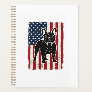 Vintage patriotisches Französische-Bulldogge-Flag- Planer