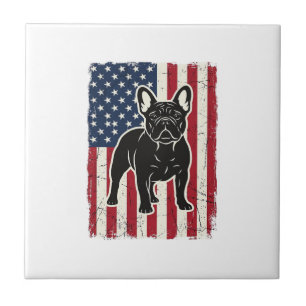 Vintage patriotisches Französische Bulldogge-Flagg Fliese