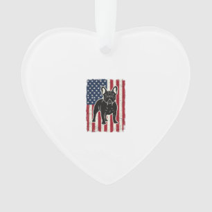 Vintage patriotisches Französische Bulldogge Flagg Ornament