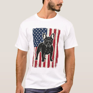 Vintage patriotisches Französische Bulldogge Flagg T-Shirt