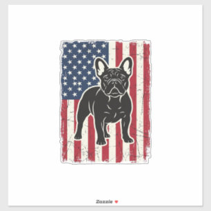 Vintage patriotisches französisches Bulldoggen-Fla Aufkleber