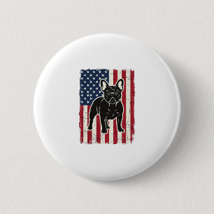 Vintage patriotisches französisches Bulldoggen-Fla Button