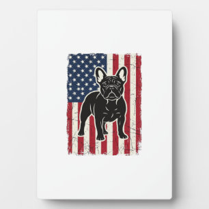 Vintage patriotisches französisches Bulldoggen-Fla Fotoplatte