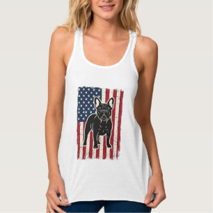 Vintage patriotisches französisches Bulldoggen-Fla Tank Top