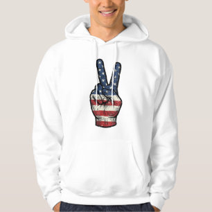 Vintage patriotisches Friedenshand-Vektor-Shirt-De Hoodie