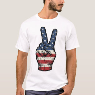 Vintage patriotisches Friedenshand-Vektor-Shirt-De T-Shirt