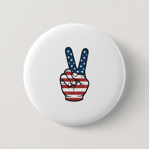 Vintage patriotisches Friedenszeichen Hand Vektor Button