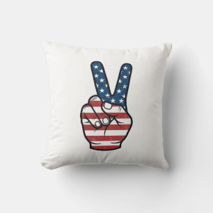 Vintage patriotisches Friedenszeichen Hand Vektor Kissen