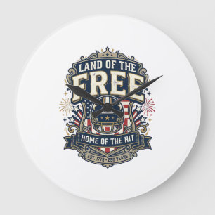 Vintage patriotisches Fußball-Land-der-Freien-Shir Große Wanduhr
