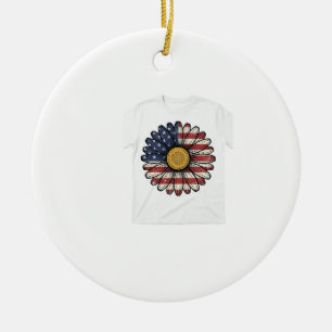 Vintage patriotisches Gänseblümchen-Vektordesign_1 Keramik Ornament