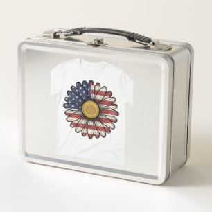 Vintage patriotisches Gänseblümchen-Vektordesign_1 Metall Brotdose