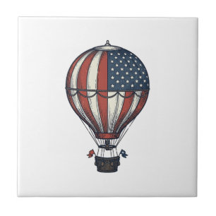 Vintage-patriotisches Heißluftballon-Shirt-Design_ Fliese