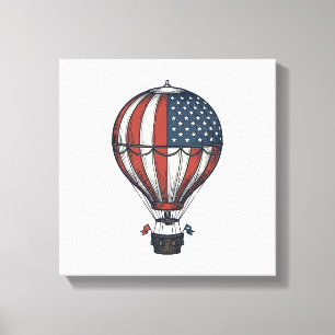 Vintage-patriotisches Heißluftballon-Shirt-Design_ Leinwanddruck