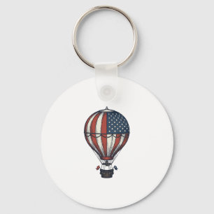 Vintage-patriotisches Heißluftballon-Shirt-Design_ Schlüsselanhänger