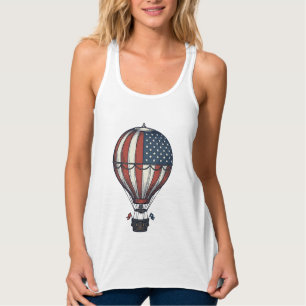Vintage-patriotisches Heißluftballon-Shirt-Design_ Tank Top