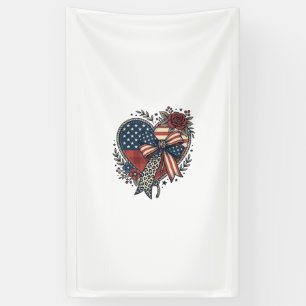 Vintage patriotisches Herz-Schleife-Blumen-Shirt-D Banner