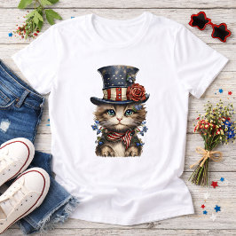 Vintage patriotisches Kätzchen Tri-Blend Shirt