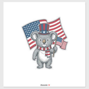 Vintage patriotisches Koala-Flag-Shirt-Design_1 Aufkleber