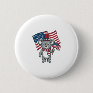 Vintage patriotisches Koala-Flag-Shirt-Design_1 Button