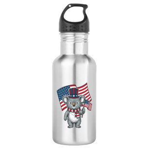 Vintage patriotisches Koala-Flag-Shirt-Design_1 Edelstahlflasche