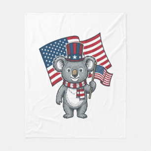 Vintage patriotisches Koala-Flag-Shirt-Design_1 Fleecedecke