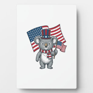 Vintage patriotisches Koala-Flag-Shirt-Design_1 Fotoplatte