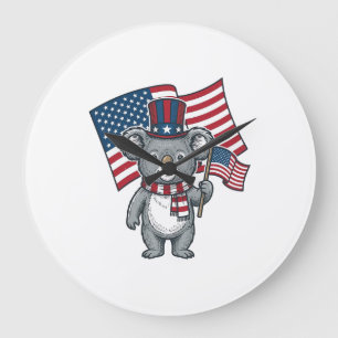 Vintage patriotisches Koala-Flag-Shirt-Design_1 Große Wanduhr