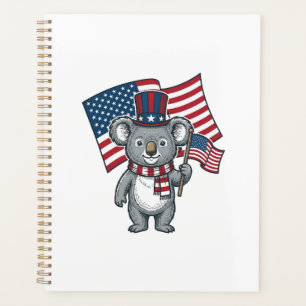Vintage patriotisches Koala-Flag-Shirt-Design_1 Planer
